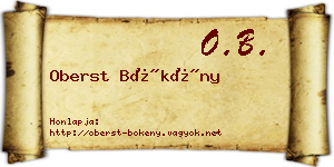 Oberst Bökény névjegykártya